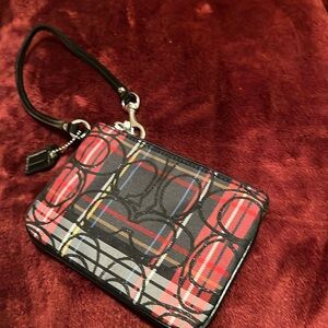 Coach tartan plaid holiday wristlet new without tag. Smoke free home.